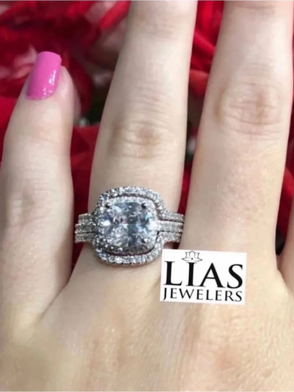 New 10k white gold wedding ring set